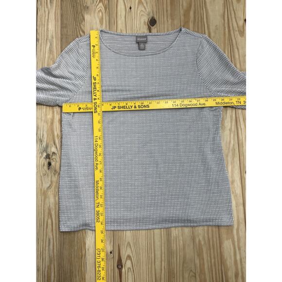 Chicos Womens Blouse 2  Brown White Seersucker Gingham Stretch Fall EUC - Picture 6 of 7